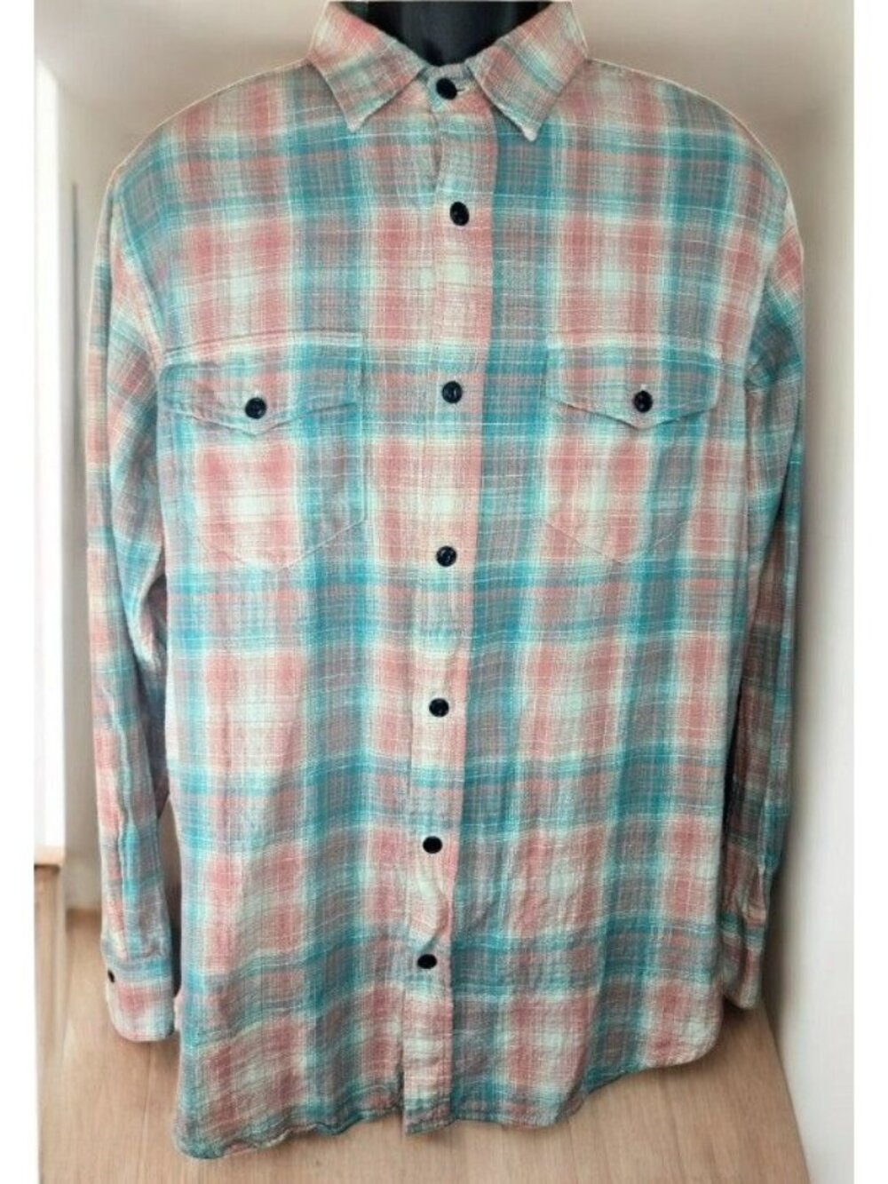 Orvis Mens Classic Fit Pink Plaid Button-Up Shirt Size Medium